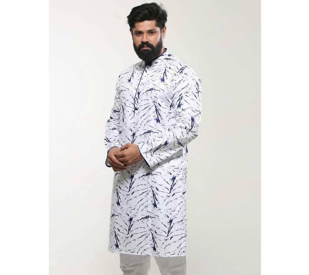 China Cotton White & Navy Blue Printed - dd4