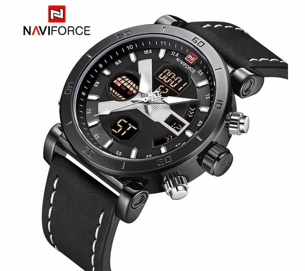 NAVIFORCE Mens Watches Sports-Proof D Water Dual Display Military Mens Watch Leather Luxury Mens Watch Mens Watch Mens Watch