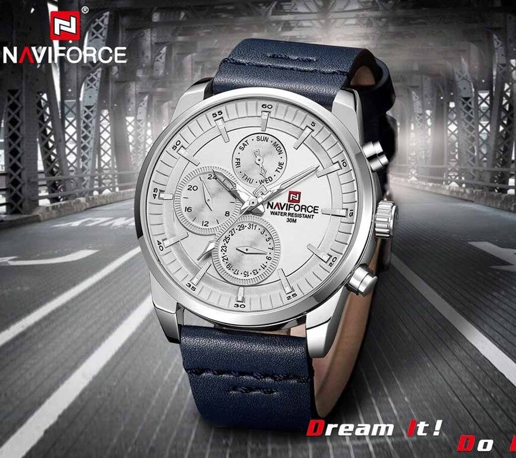NAVIFORCE 9148 Men Sport Watch Luxury Brand New Quartz Week Date 3Bar Waterproof Leather Male Clock