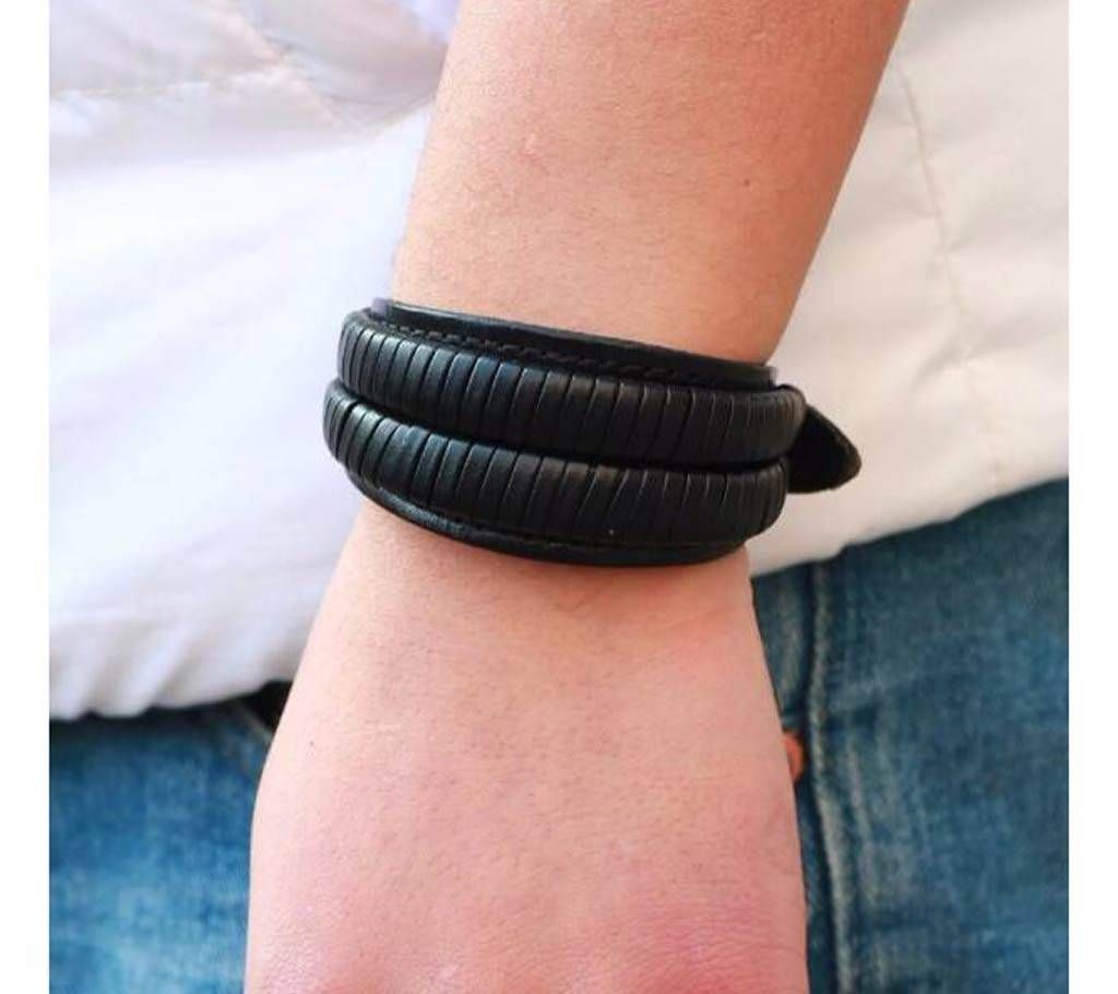Leather Double-deck Vintage Wrap Bracelet For Men