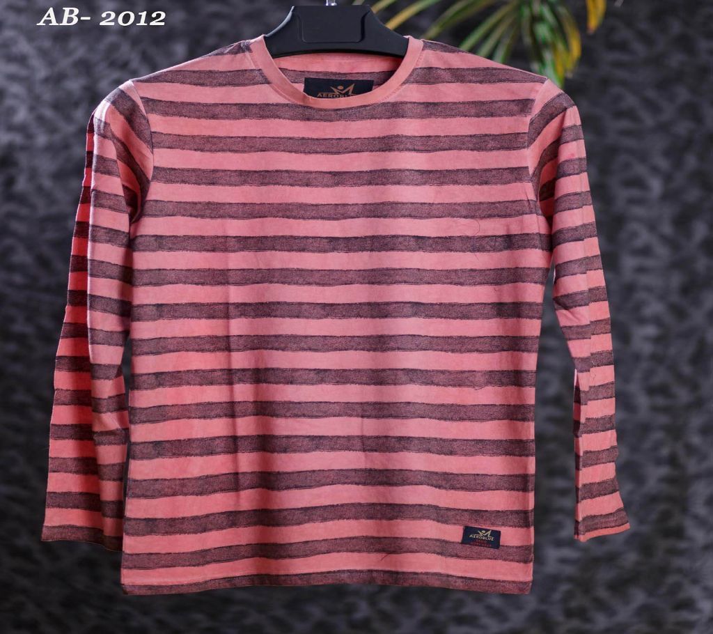 Blush Pink Cotton Long Sleeve T-shirt for Men