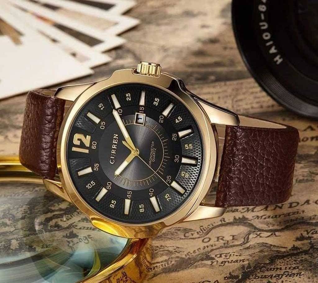   CURREN Date Display Watch -Brown & Golden-copy