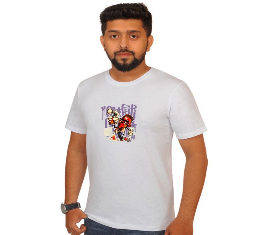 Cartoon Half Sleeve Cotton T shirt For Men