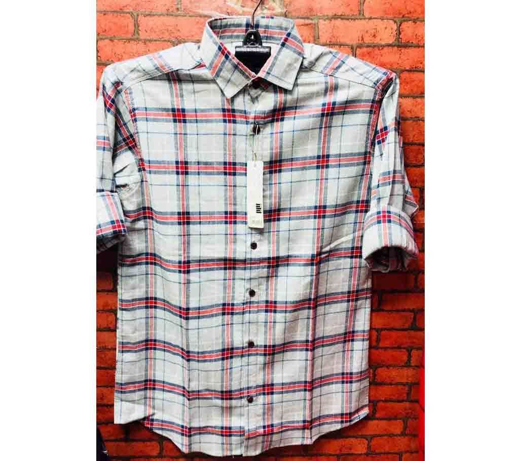 Full Sleeve Casual Shirt For Men- Red Off White 