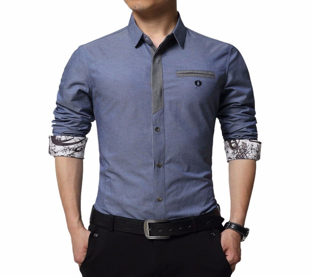 Gray Long Sleeve Casual Shirt Men Upf