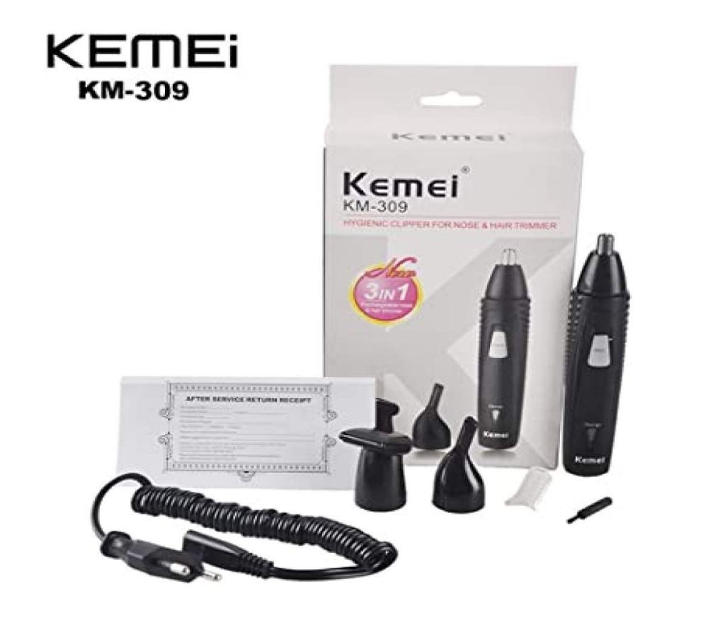 Kemei 3 in 1 Rechargeable Nose Hair Trimmers-Black