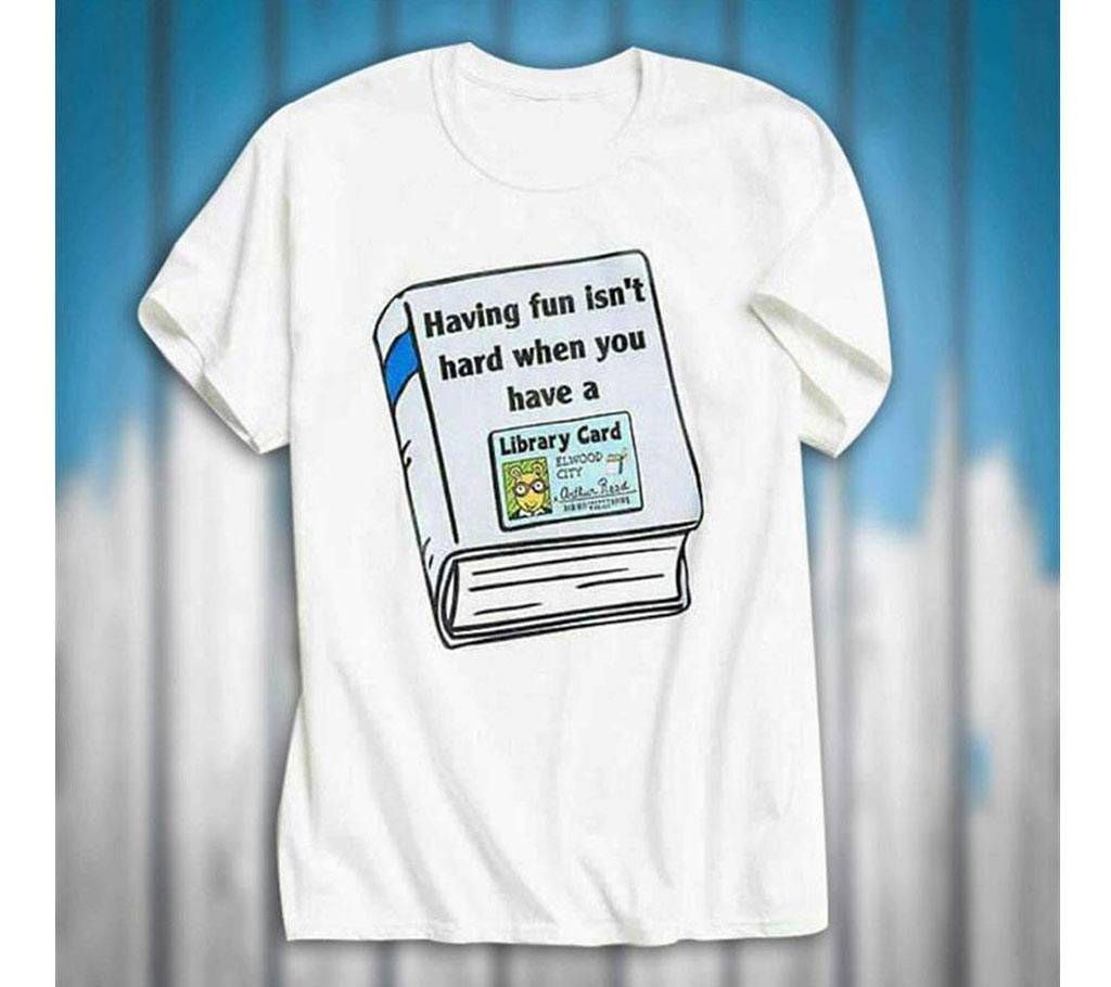 Library Card mens round neck t shirt 