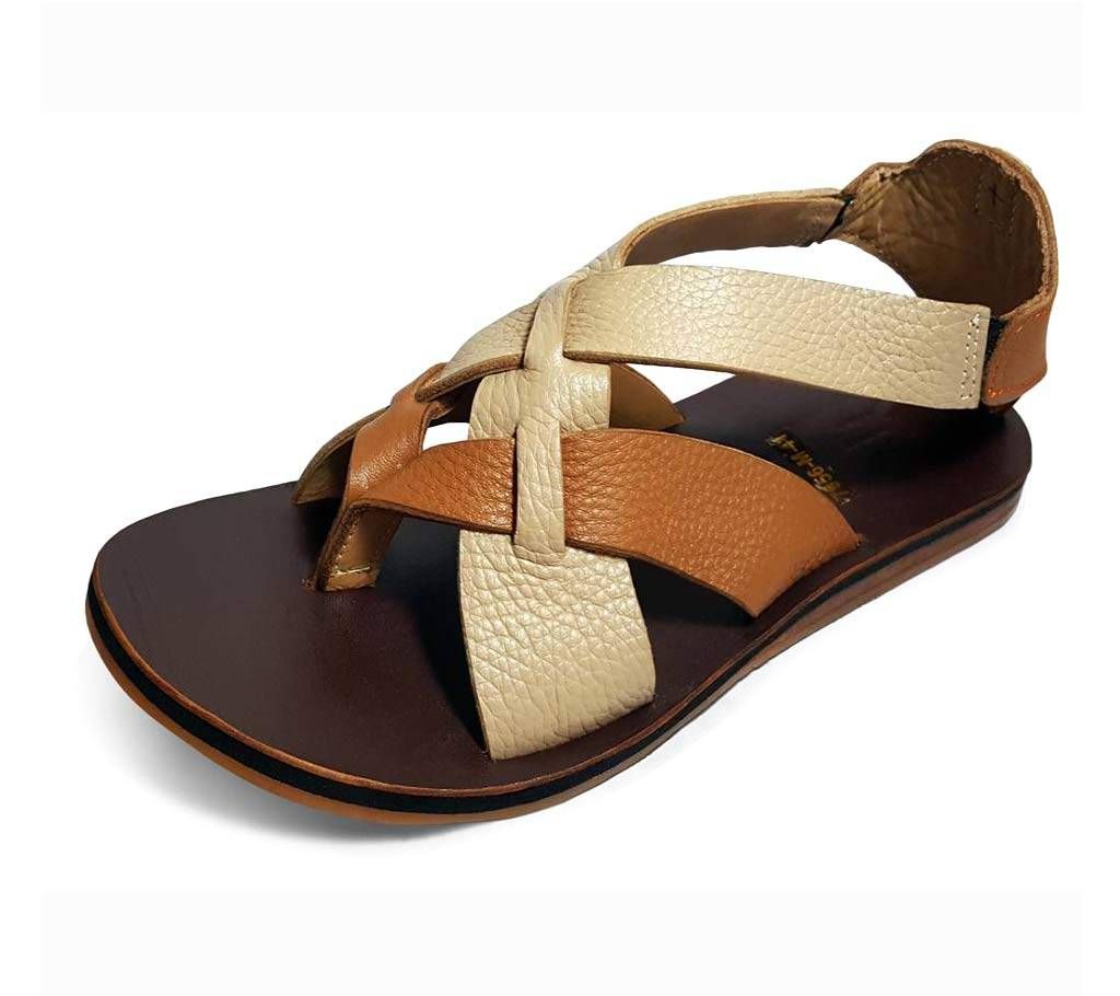 Brown Leather Sandal for Men-0227S