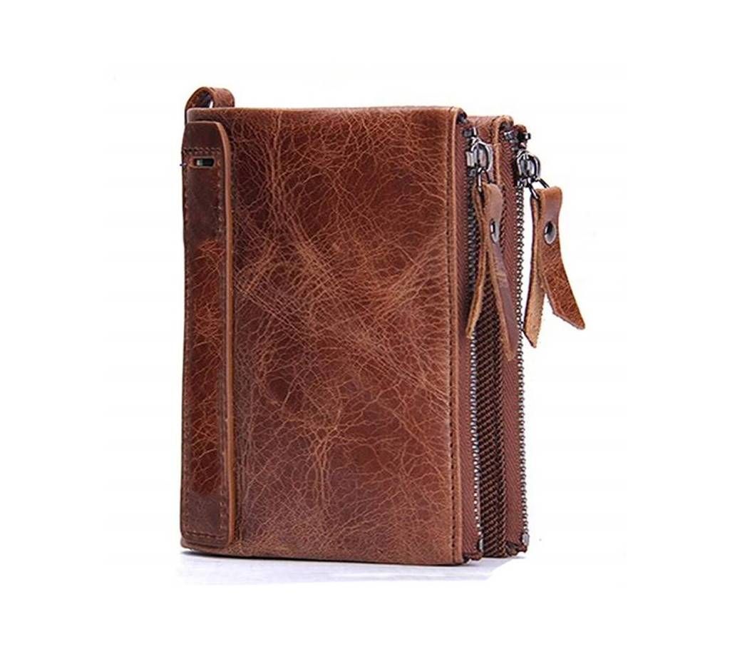 Double Zip Coin Leather wallet for Men