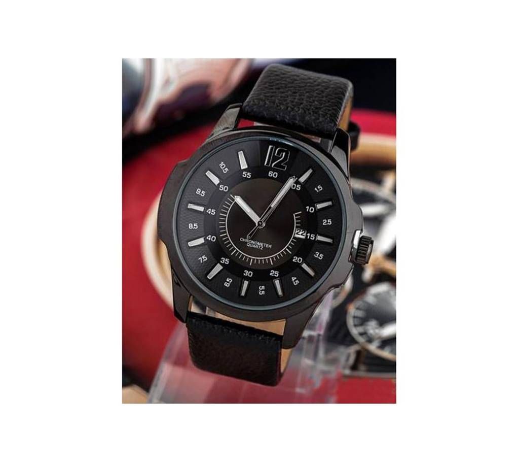 Curren Black Artificial Leather Analog Watch For Men (Copy)