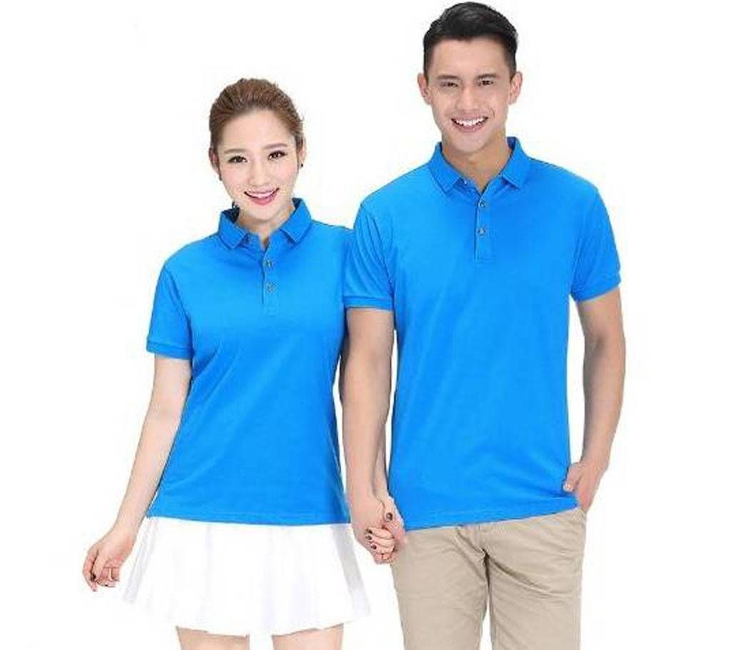 Couple Polo  T-Shirt Blue Color for Men & Women(Valentines Offer)