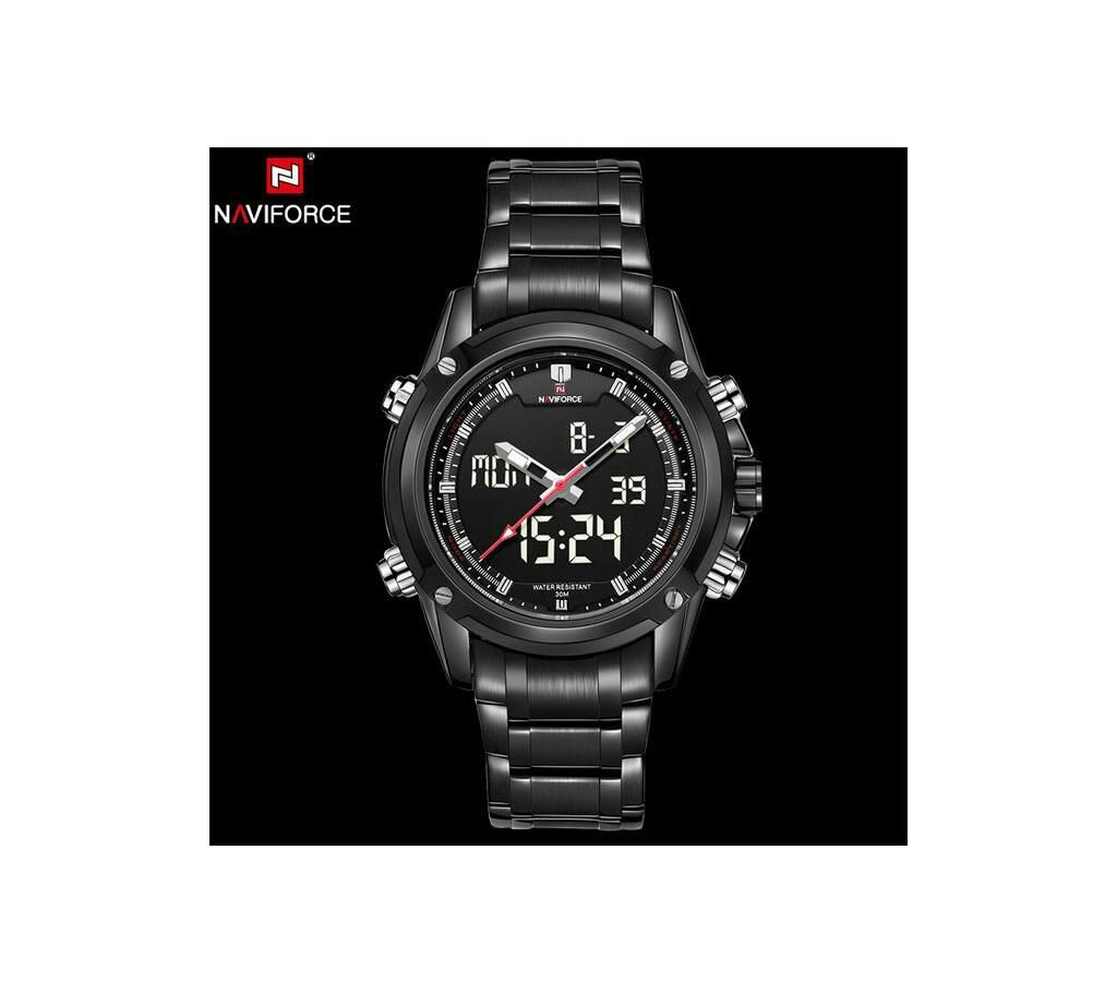 Naviforce Dual Display Analog and Digital Stainless Steel Men’s Watch
