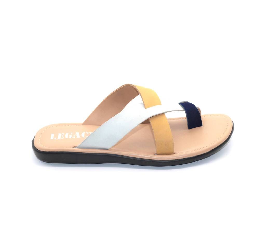 Menz Casual Leather Sandals LFL-013  White + Beige + Blue