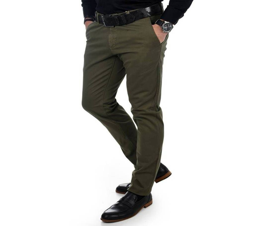Olive Green Twill Gabardin Pant For Men