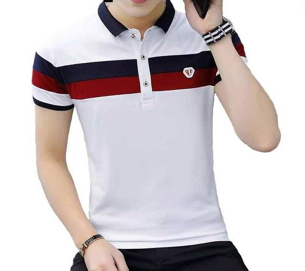 Half Sleeve Round Neck Polo Shirt For Men 