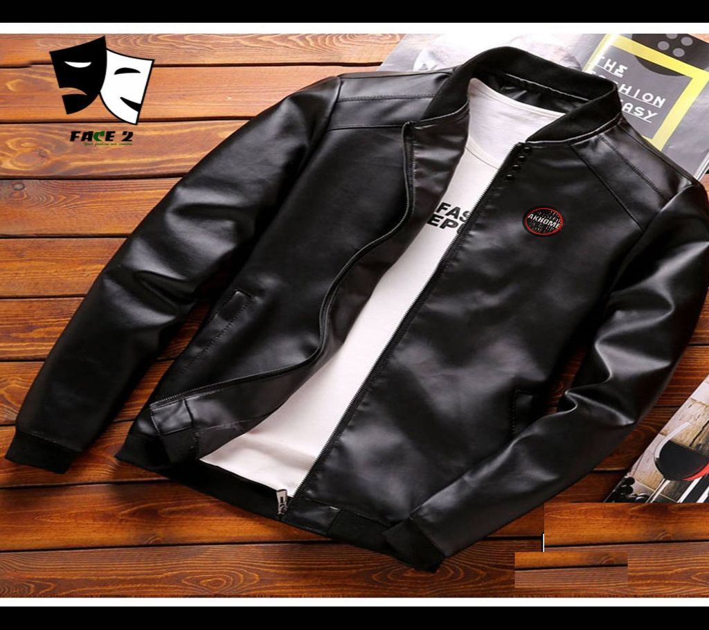 Artificial Leather Mens Winter Jacket - 25 - FAS