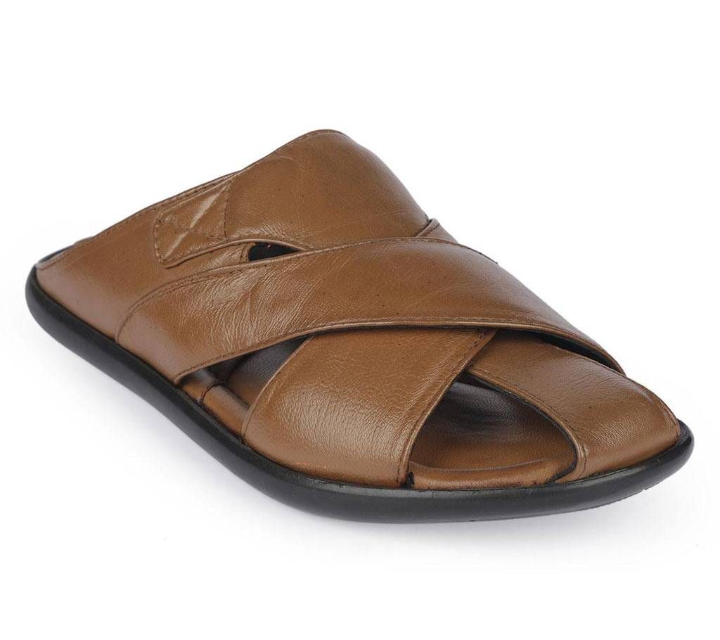 Mens Leather Sandal-Dark Brown -9894102
