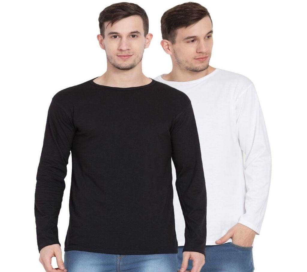Full Slive Cotton T-Shirt For Men-2 pcs 
