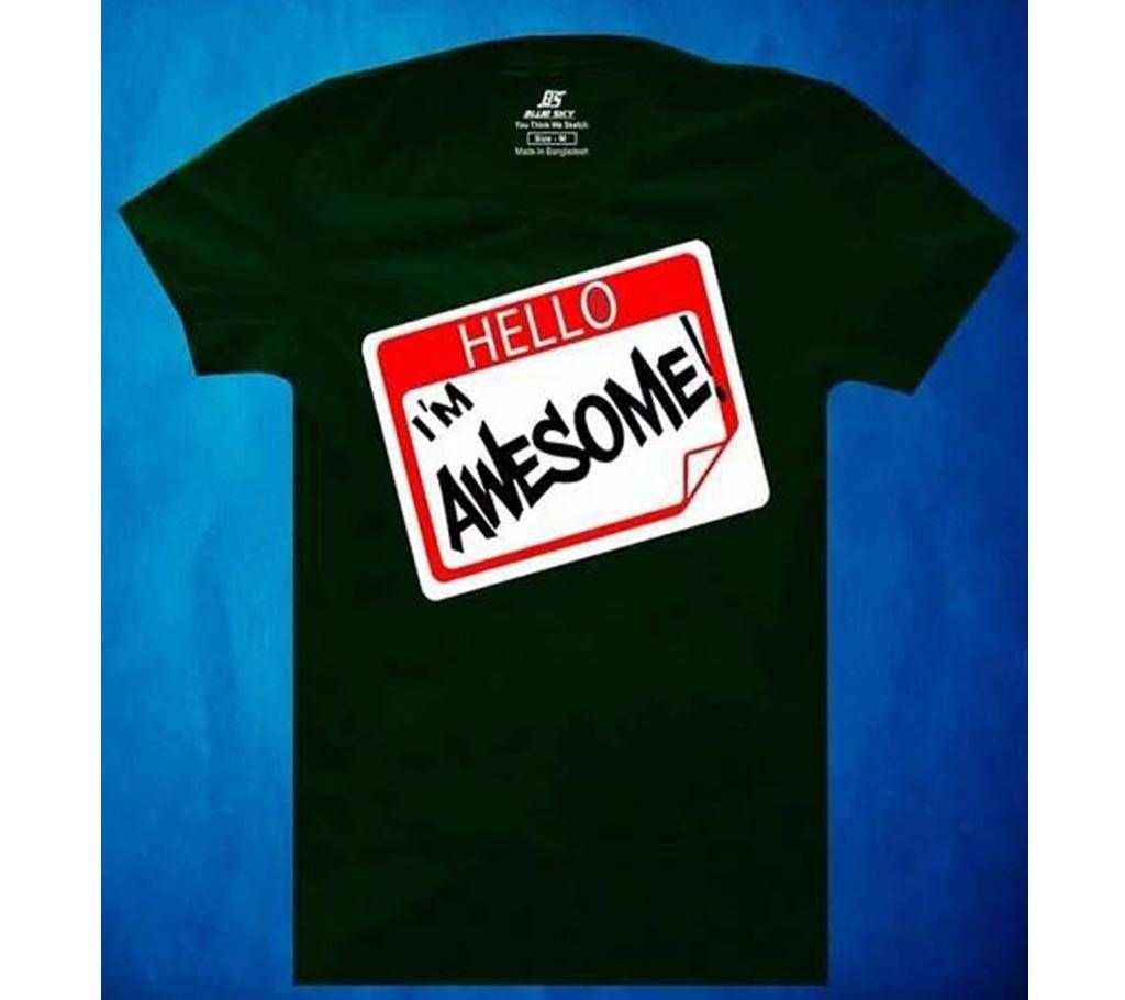 im Awesome Mens Half  sleeve Cotton T-shirt-Green 