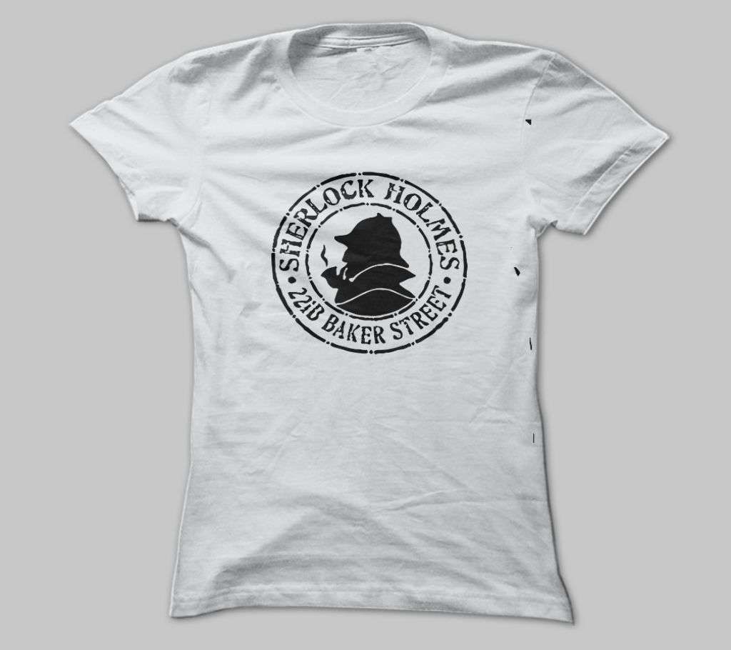SHERLOCK HOLMES WHITE COTTON  TSHIRT FOR MEN