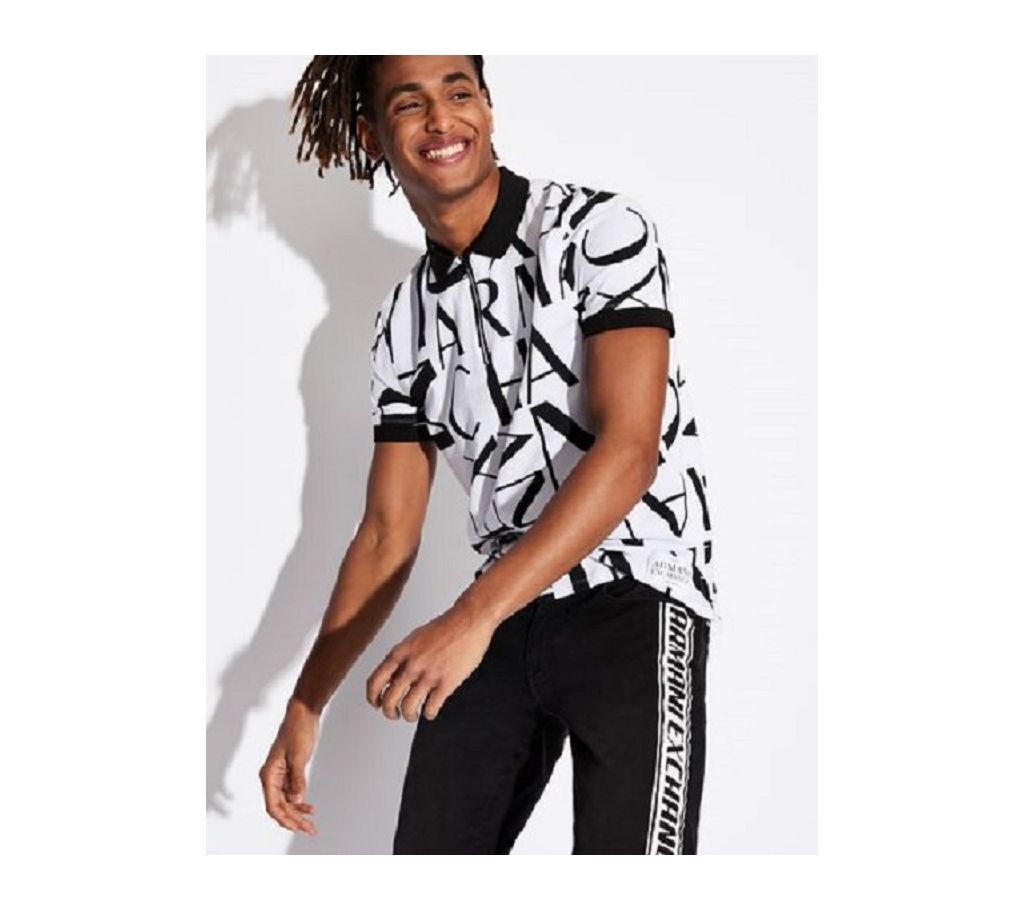 Mens Polo T-shirt Black and white