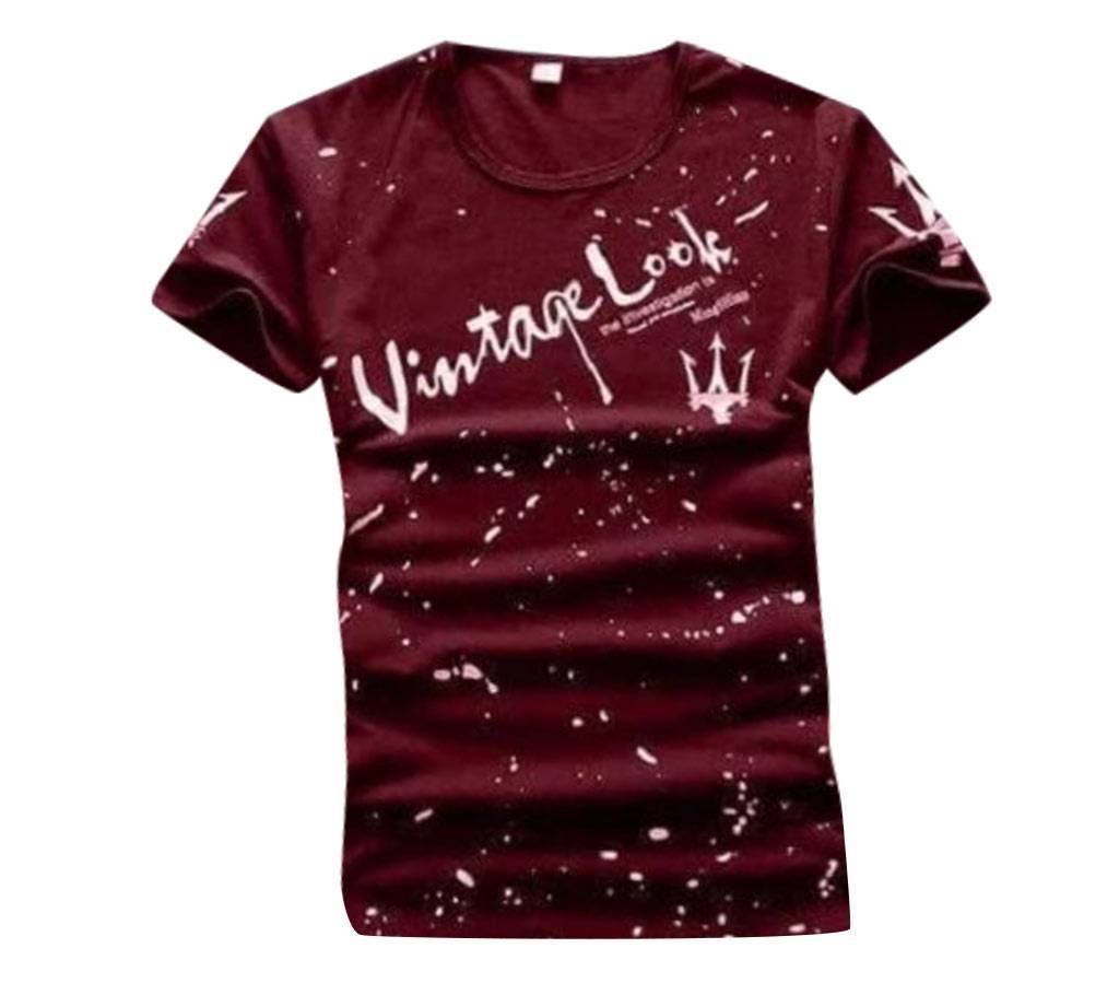 Half Sleve T Shirt For Men - Maroon 