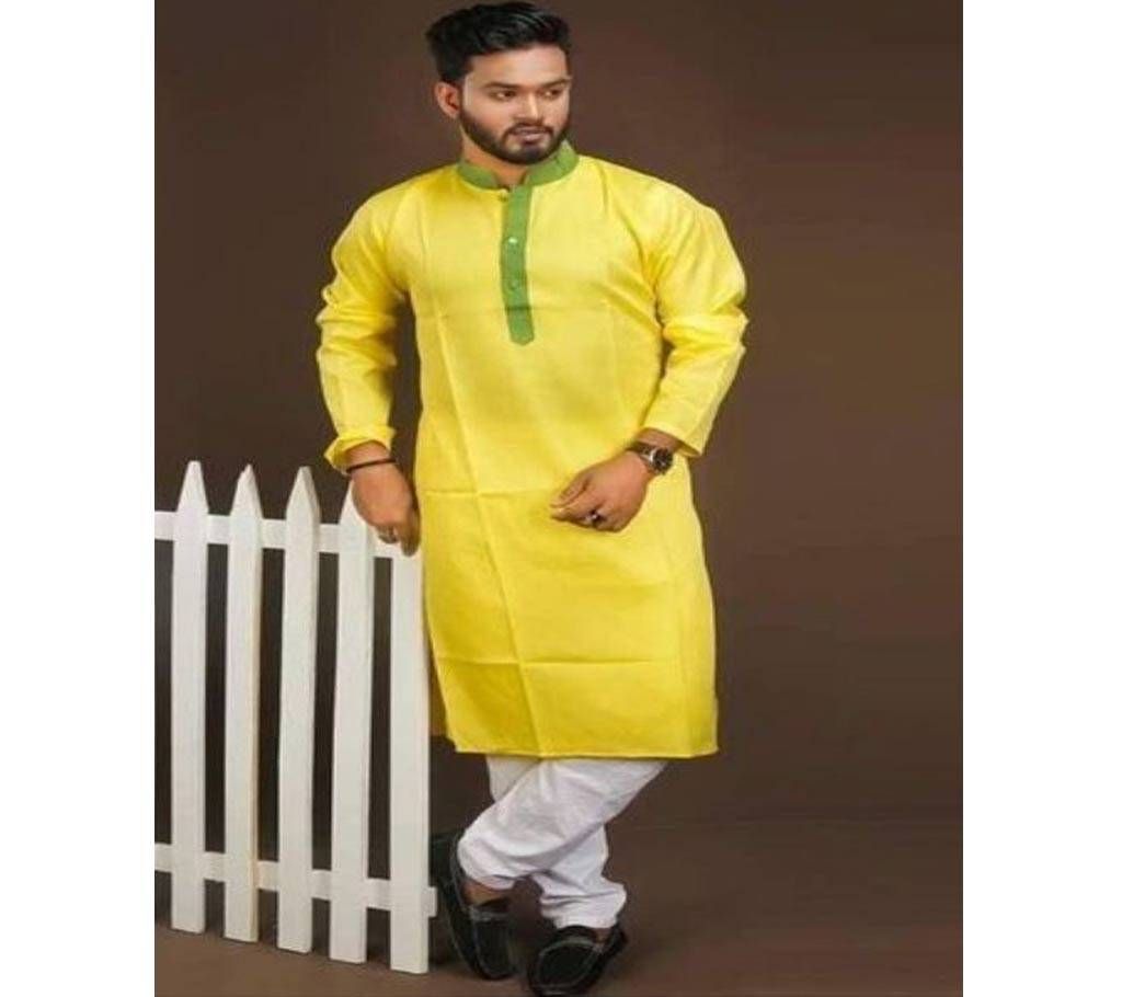 Cotton Punjabi-(Yellow and Green) 