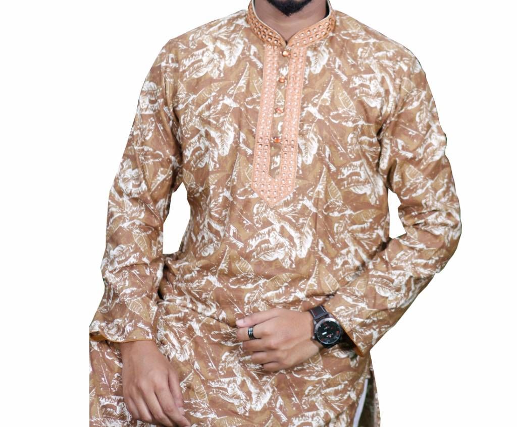 Mens Gree Printed Cotton Panjabi