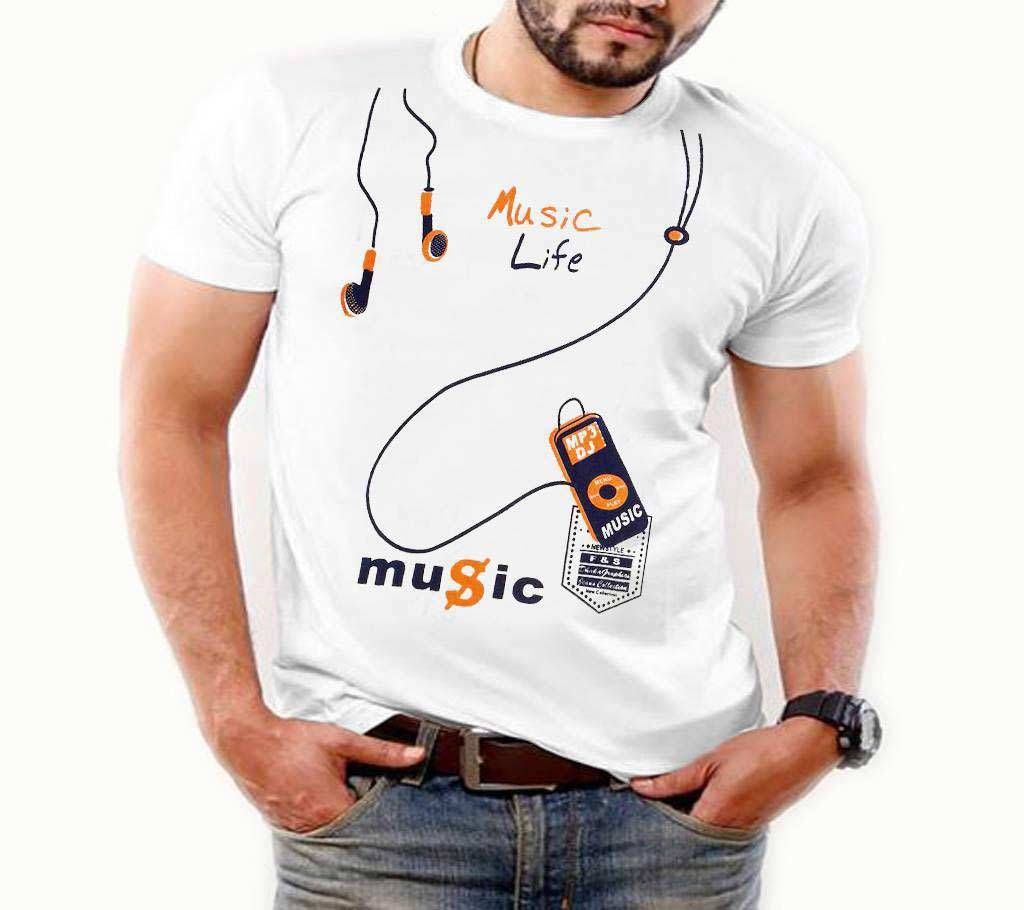 Gents Half Sleeve Cotton MUSIC LIFE T-Shirt