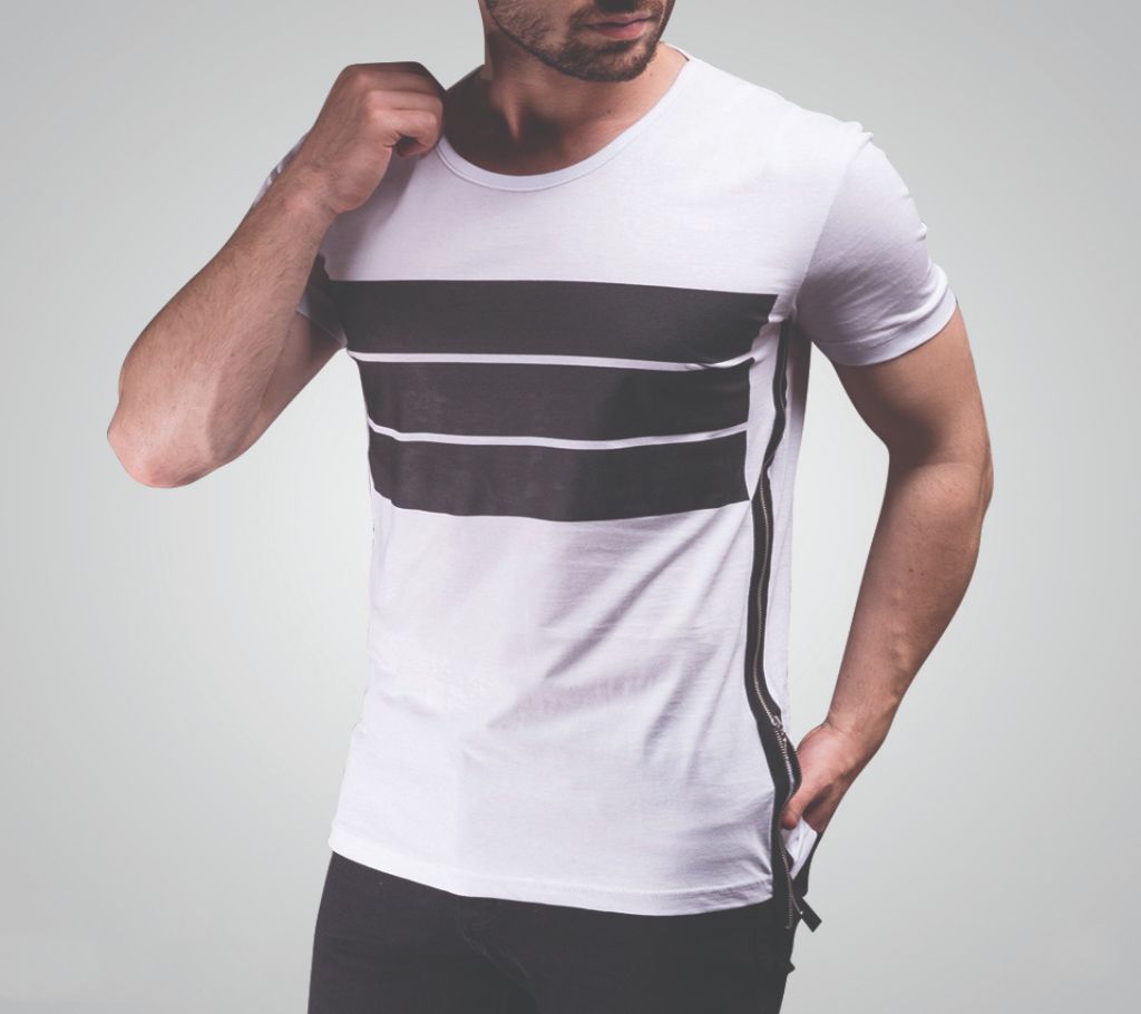 Mens Cotton Round Neck White T-Shirt