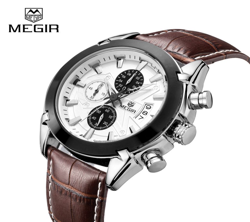 Megir Stainless steel case waterproof quartz watch