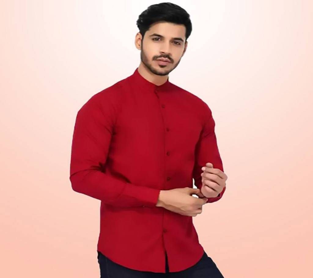 Men Solid Party Mandarin Shirt