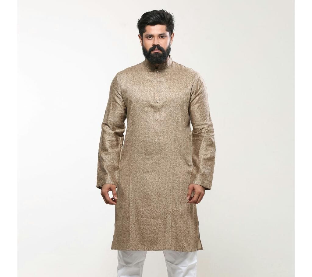 China Cotton Men's Punjabi - Gold Self Design - dd13
