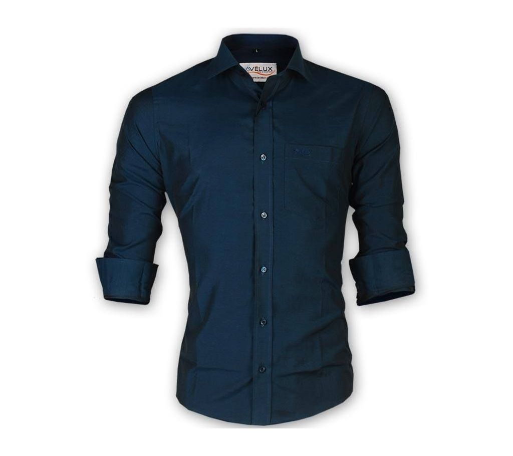 Casual Cotton Shirt For Men - Navy blue - SPN