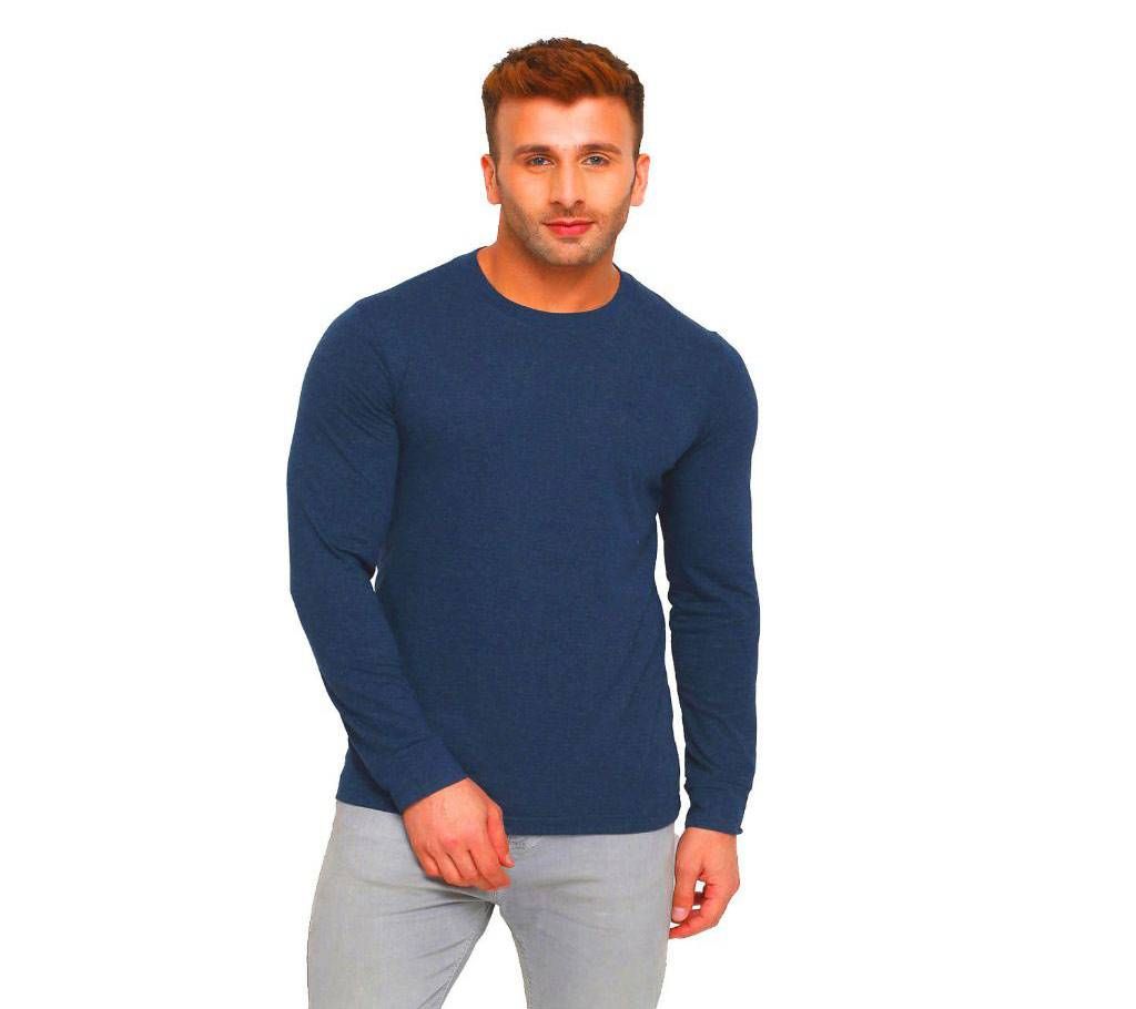 Full Sleeve Cotton T-Shirt For Men Navy Blue