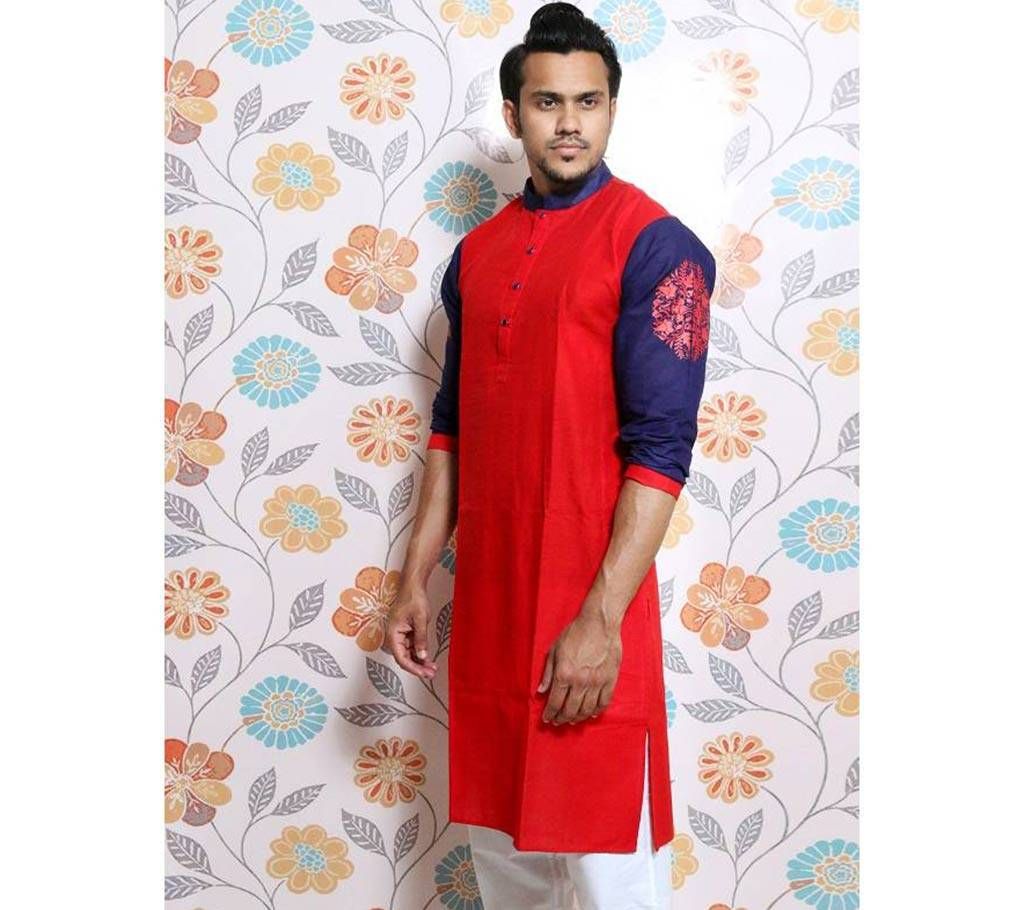 Red Screen printed Panjabi for Men  