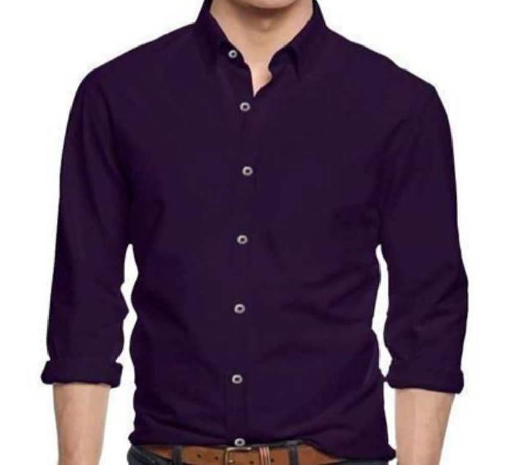 Purple Panama Long Sleeve Casual Shirt For Men1