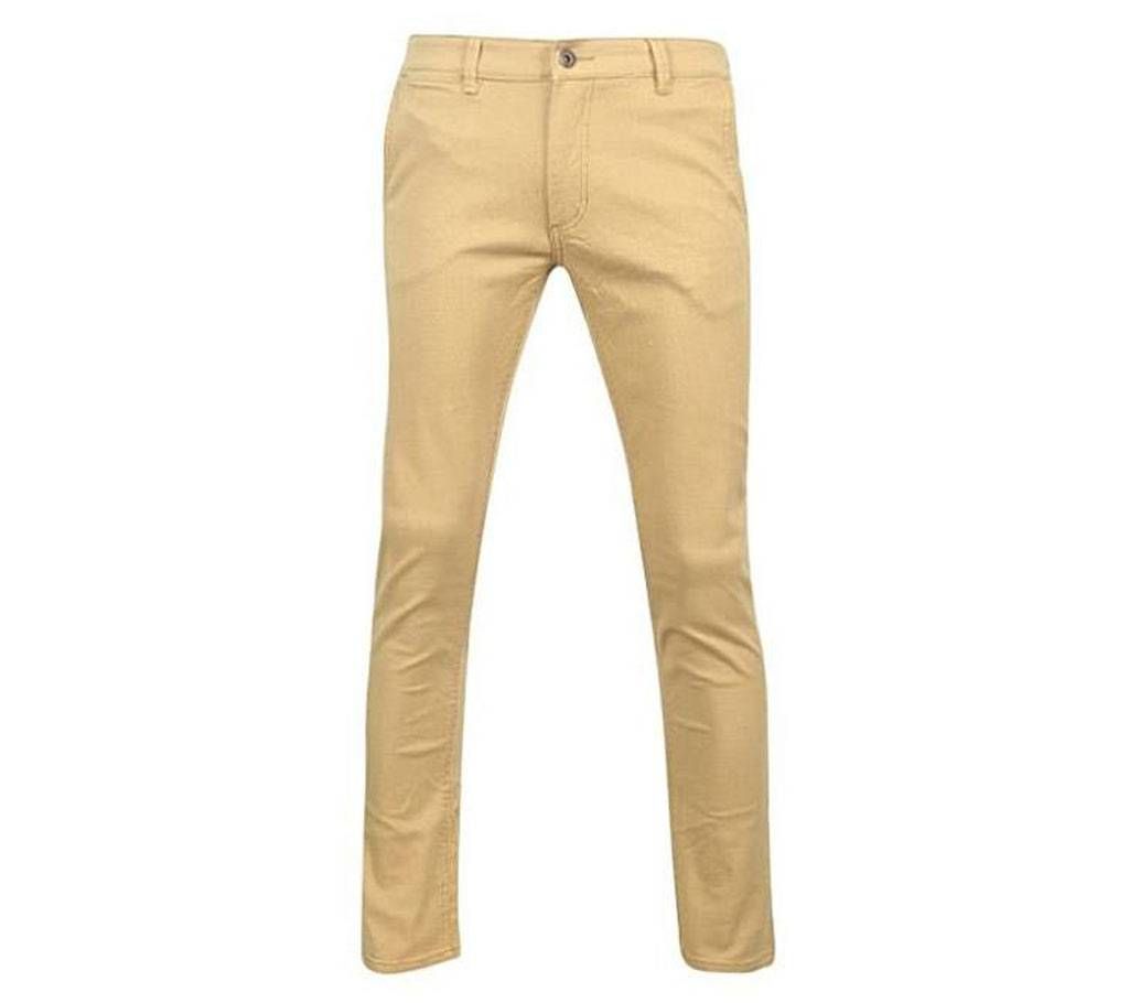 Cream Cotton Gabardine Pant For Men