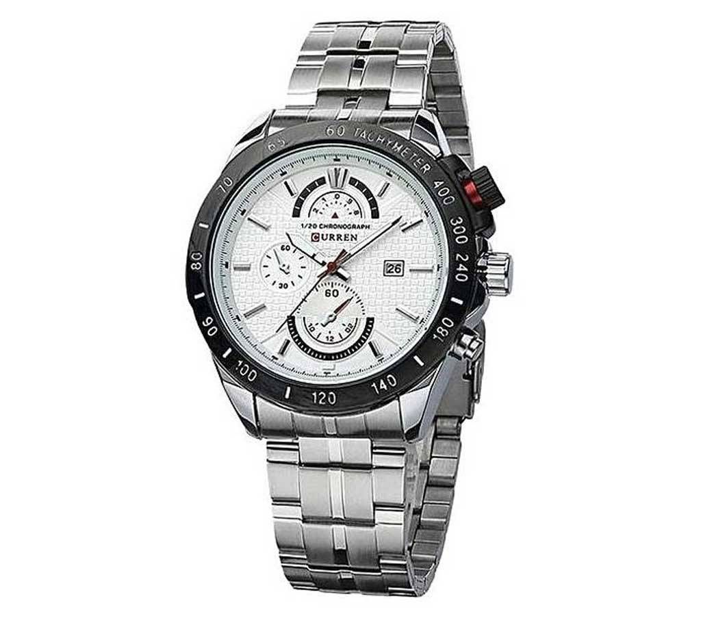 Curren M 8148 - Silver Stainless Steel Chronograph Watch for Men