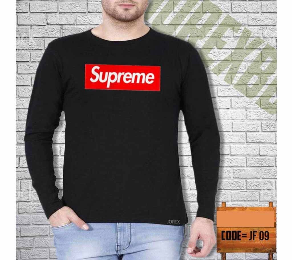 Black Cotton Long Sleeve Tshirt For Men