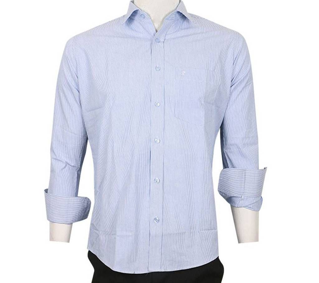 Cotton Mens Formal Shirt-Blue
