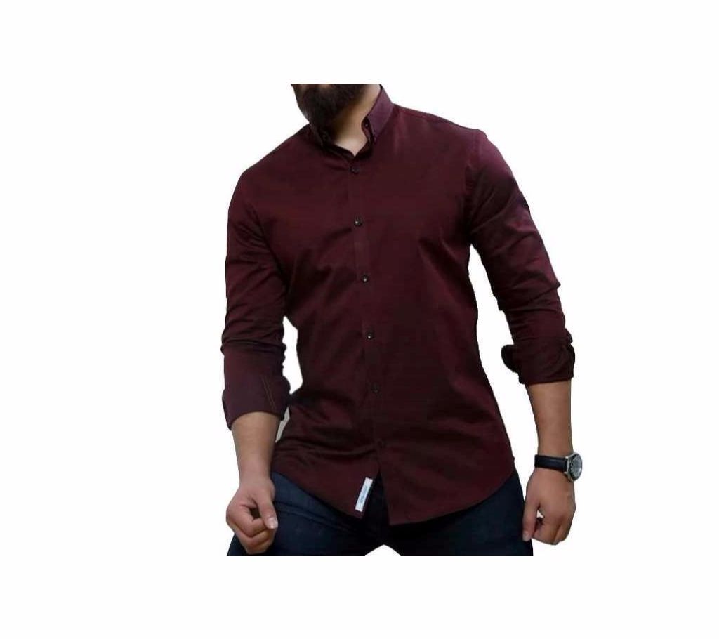 Coffee Panama Long Sleeve Casual Shirt for Men