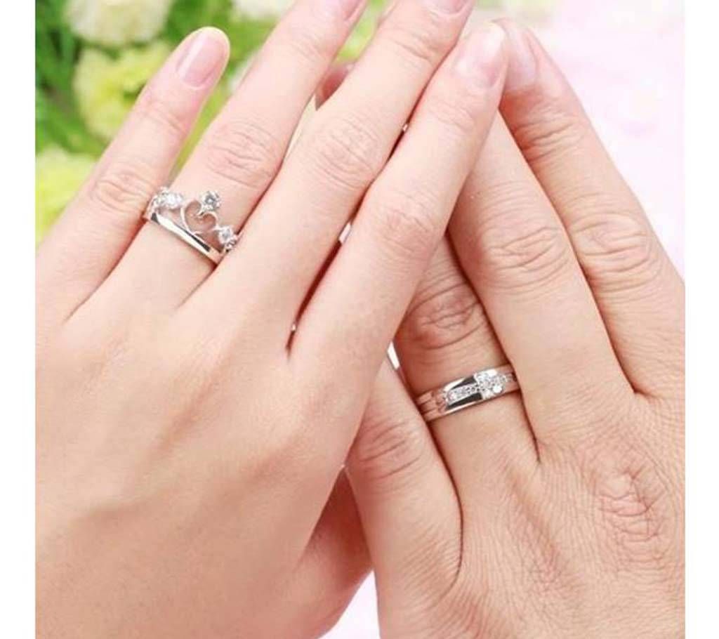 Silver Alloy Crown Couple Finger Ring