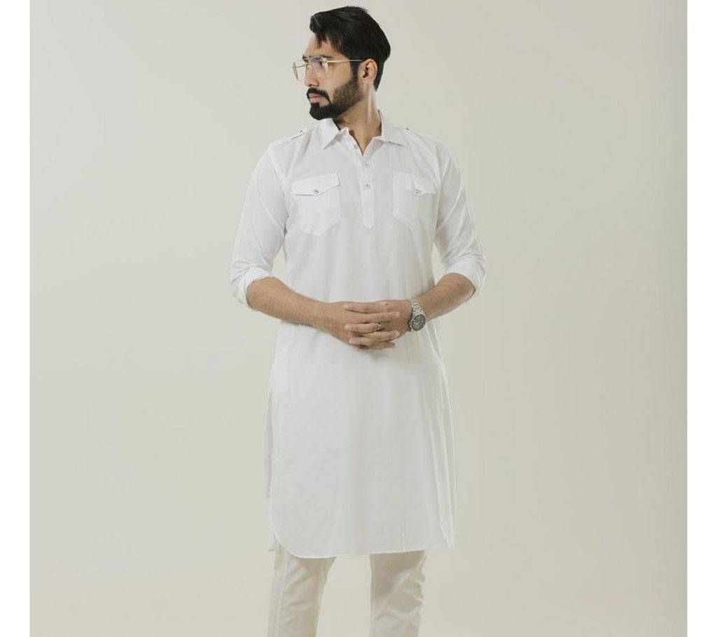 Cotton white color Kabli Panjabi.