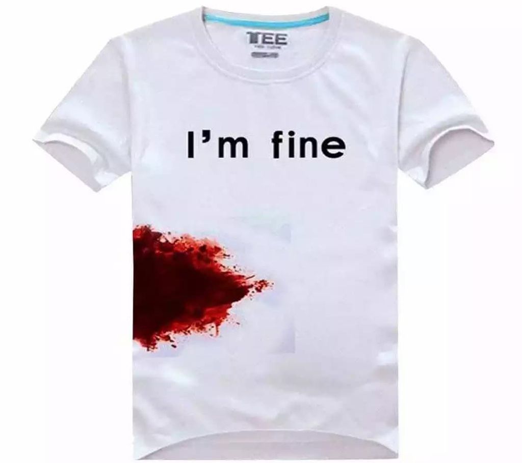 I M Fine Half Sleeve slim fit cotton t-shirt