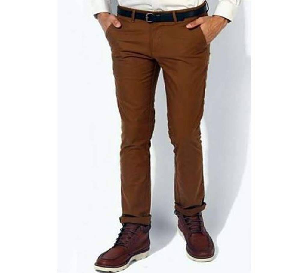 Mens Stylish Gabardine Pant - Clay Brown