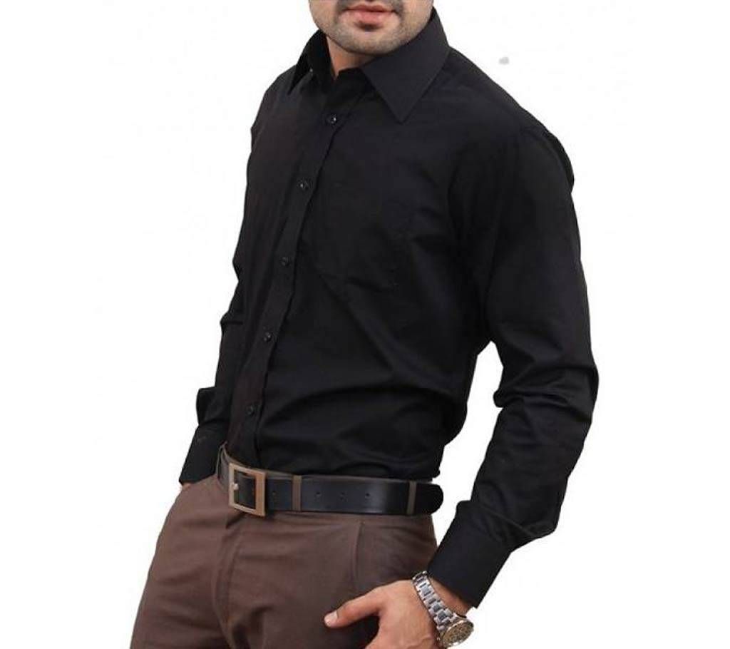 Men's full sleeve Cotton Formal Black Shirt
