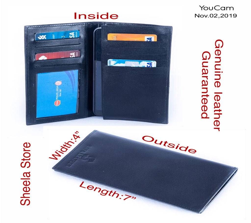 Genuine leather long wallet for men