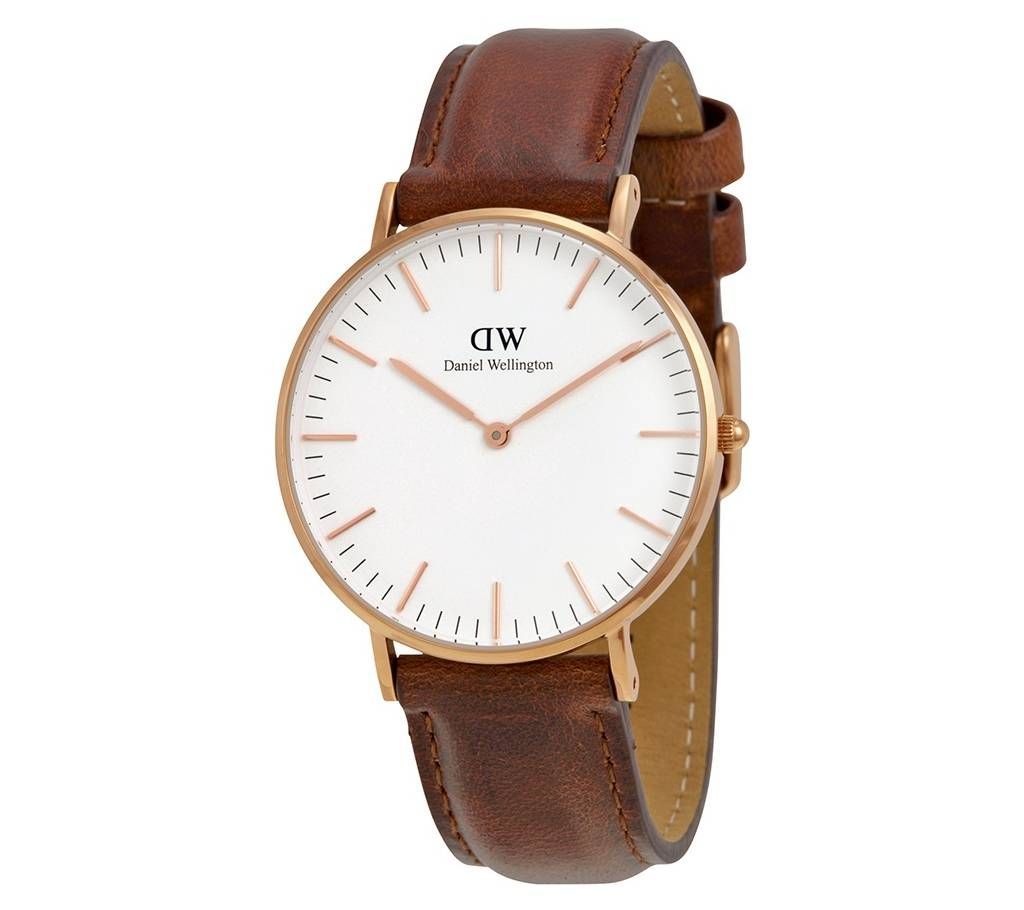 Leather Wellington Leather Belt Watch for Men -Brown