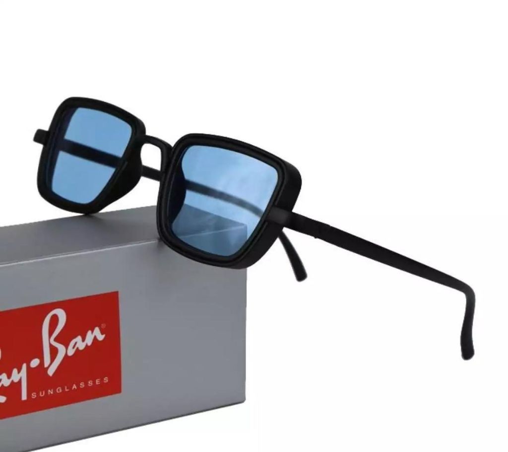Black Frame Blue Lens Sunglasses For Men with Stylish Box